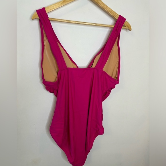 J. CREW Fuchsia Ruched V-neck one-piece - Various Sizes NWT - Picture 3 of 13